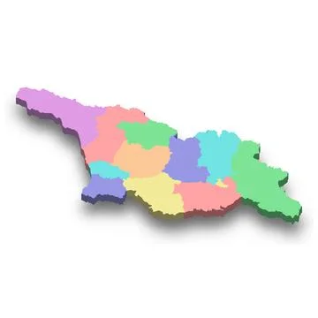 3d isometric colored map of Georgia Illustration