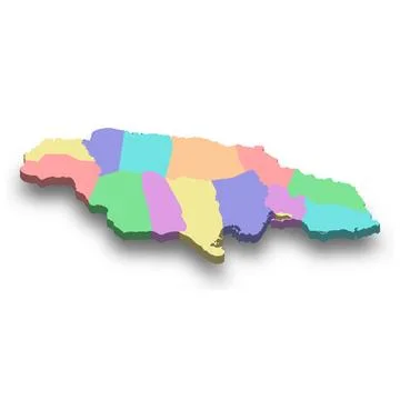 3d isometric colored map of Jamaica Illustration