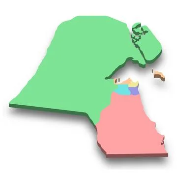 3d isometric colored map of Kuwait Stock Illustration