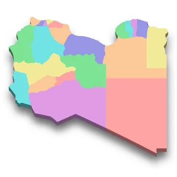 3d isometric colored map of Libya Stock Illustration