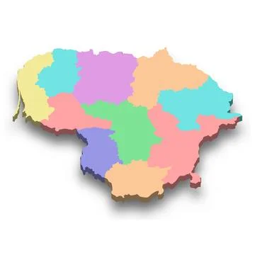 3d isometric colored map of Lithuania Stock Illustration