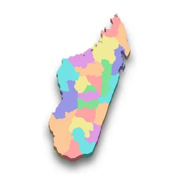 3d isometric colored map of Madagascar Stock Illustration