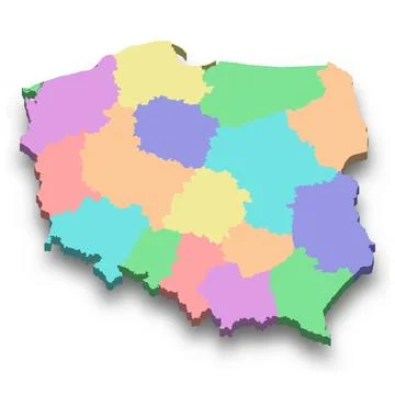 3d isometric colored map of Poland イラスト素材