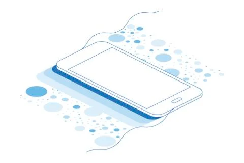 3D isometric concept. Smart phone on a white background. Vector illustration  Stock Illustration