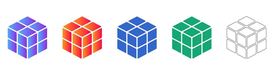 3D Isometric Cube Block Icons イラスト素材