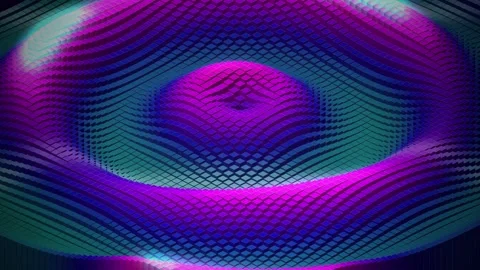 3D isometric cube wave ripples with neon pink and blue lighting 스톡 동영상 347516403
