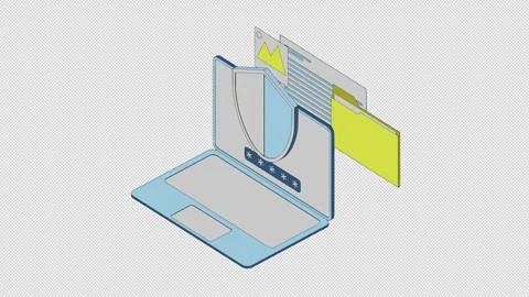 3D Isometric Cybersecurity Protection Concept and Digital Shield Animation 動画素材 340815431