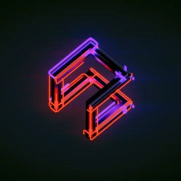 3D Isometric Dark Glass Shape with Red and Blue Neon Glow 스톡 일러스트