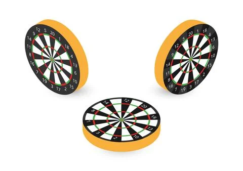 3D Isometric Dartboard Elements Vector Set Stock Illustration