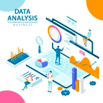 3d isometric Data analysis Stock Illustration
