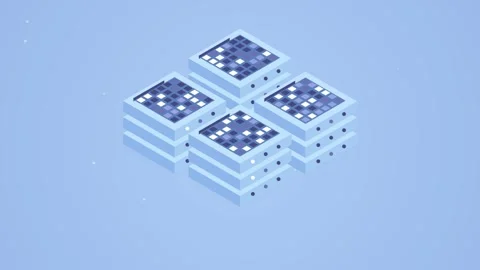 3D Isometric Data Center Server Farm Animation with Light Blue Cloud Storag.. Stock Footage 342019959