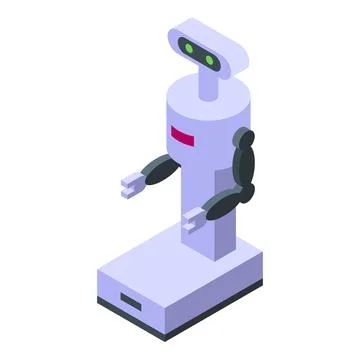 3d isometric design of a modern robot with articulated arms and a digital face Stock Illustration