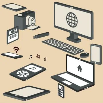 3d Isometric devices vector set Stock Illustration