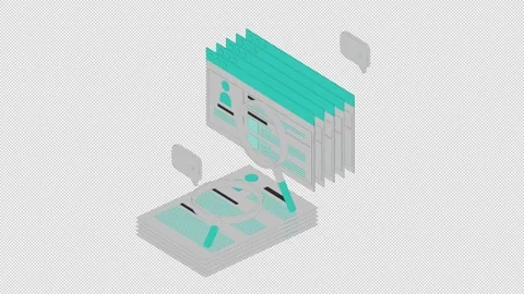 3D Isometric Digital File Organization and Search System Animation Stock Footage 340882010