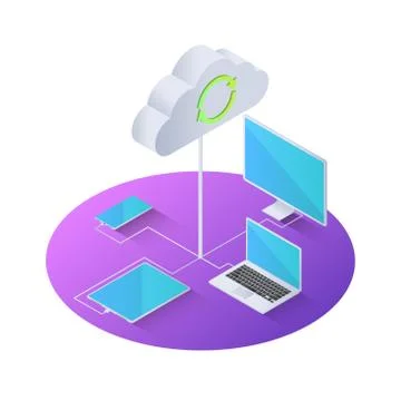 3d isometric electronics device connected to cloud computing Stock Illustration