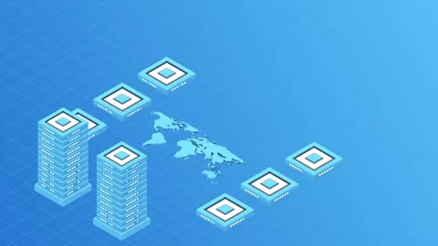 3d isometric explainer animation for business strategy, global business concepts Stockbeeldmateriaal 252986682