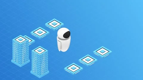 3d isometric explainer animation for business strategy, global business concepts Stockbeeldmateriaal 252986717