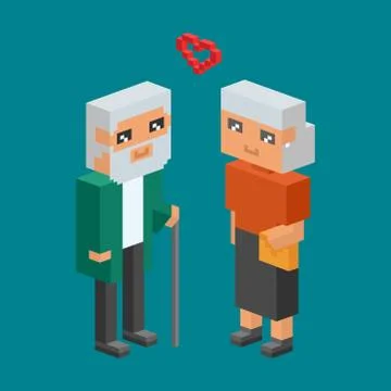 3d isometric family couple people concept flat icons love date parenting Stock Illustration