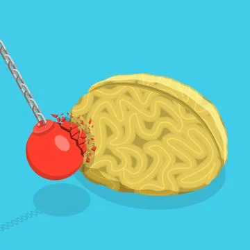 3D Isometric Flat Concept of Mental Strength, Memory Health Improving, Bra... Stock Photos