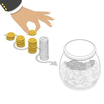 3D Isometric Flat Concept of Retirement Fund, Saving Money Plan.3D Iso... 스톡 사진
