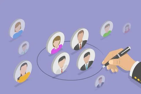 3D Isometric Flat Conceptual Illustration of Customer Segmentation, New Cl... Stock Photos