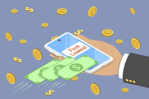 3D Isometric Flat Conceptual Illustration of Instant Personal Loan, Quick ... Fotos Stock