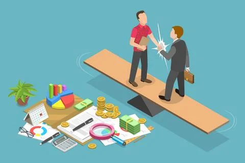 3D Isometric Flat Conceptual Illustration of Equal Business Partnership, C... Stock Photos