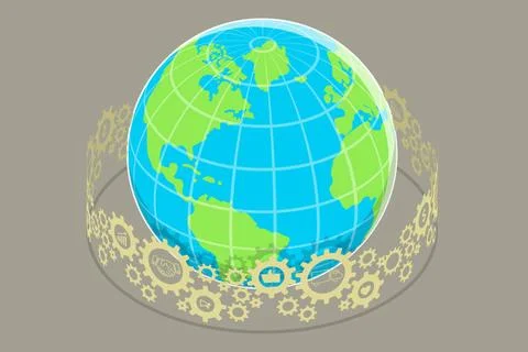 3D Isometric Flat Conceptual Illustration of Globalisation, Global Busines... Stock Photos