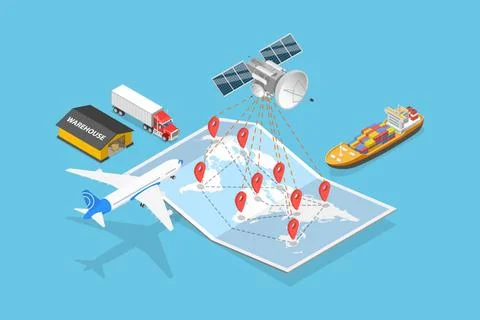 3D Isometric Flat Conceptual Illustration of International Freight Cargo, ... Stock Photos