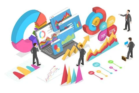 3D Isometric Flat Conceptual Illustration of Financial Planning, Investmen... Stock Photos