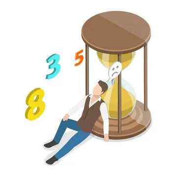 3D Isometric Flat Conceptual Illustration of Long Wait, Appointment Delay Stock Photos