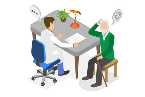 3D Isometric Flat Conceptual Illustration of Alzheimer Diseas, Treatment o... Stock Photos