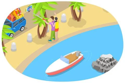 3D Isometric Flat Conceptual Illustration of Holidays, Travel and Tourism Fotos Stock
