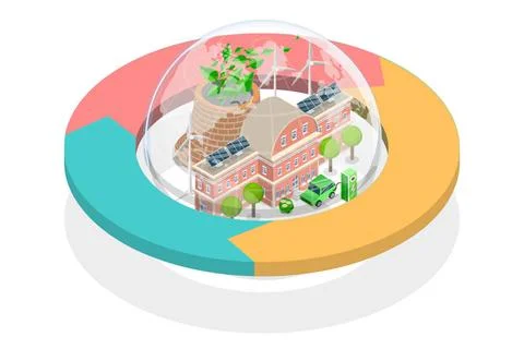 3D Isometric Flat Conceptual Illustration of Sustainable Production , Umwe... Stock Photos