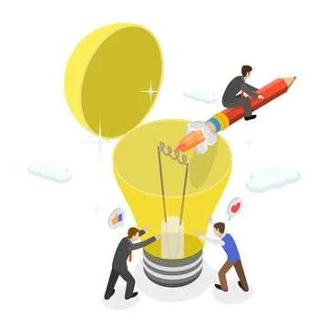 3D Isometric Flat Conceptual Illustration of Successful Innovation, Creati... Stock Photos
