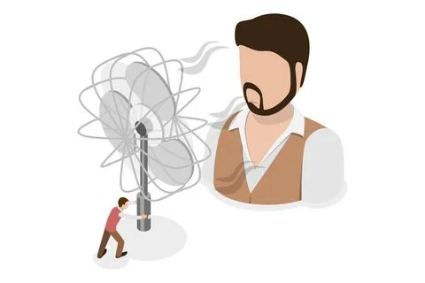 3D Isometric Flat Conceptual Illustration of Portable Fan, Air Cooling and... Stock Photos