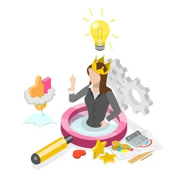 3D Isometric Flat Conceptual Illustration of Looking for Creative Talent, ... Stock Photos