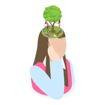 3D Isometric Flat Conceptual Illustration of Daydreaming, Creative Inspira... Stock Photos