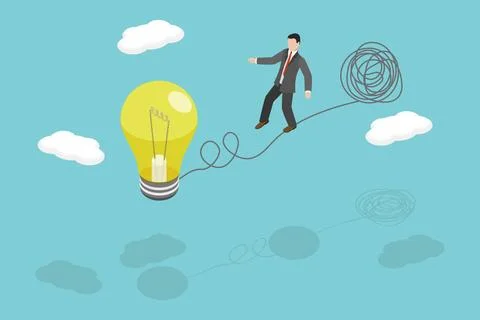 3D Isometric Flat Conceptual Illustration of Easy Solution, Simple and Cre... Stock Photos