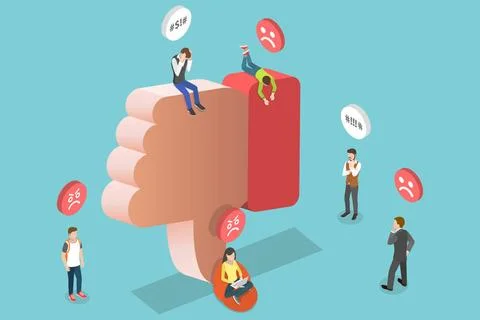 3D Isometric Flat Conceptual Illustration of Negative Feedback, Bad Custom... Stock Photos