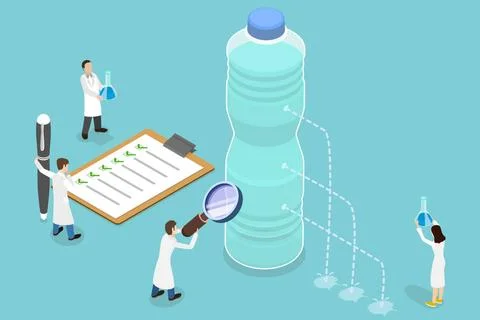 3D Isometric Flat Conceptual Illustration of Water Pressure Experiment, Di... Stock Photos