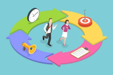 3D Isometric Flat Conceptual Illustration of Continuous Performance Manage... 写真素材