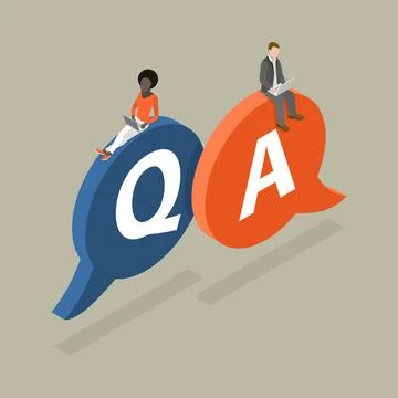 3D Isometric Flat Conceptual Illustration von Frage und Antworten, Online ... Stock Photos