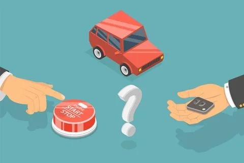 3D Isometric Flat Conceptual Illustration of Engine Or Machinery Stop Star... Stock Photos