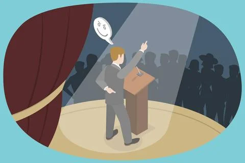 3D Isometric Flat Conceptual Illustration of Lying Politician, Dishonest P... Stock Photos