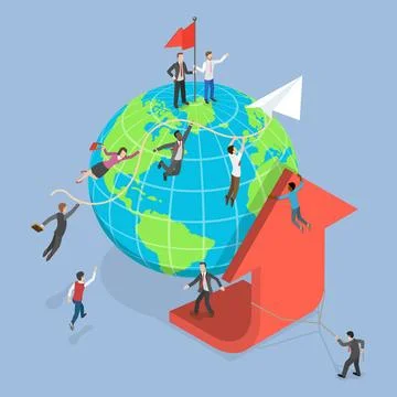 3D Isometric Flat Conceptual Illustration of Demography, Earth Overpopulat... Stock Photos