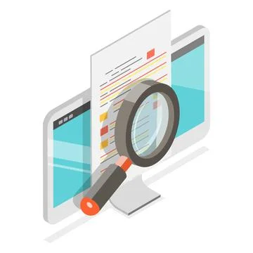 3D Isometric Flat Icon der Dokumentenprüfung, Digital Document CheckIs... Stock Photos