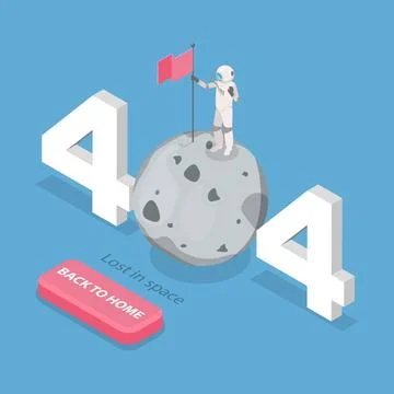 3D Isometric Flat Illustration of 404 Error, Page Not Found, Lost in Space... Stock Photos