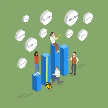 3D Isometric Flat Illustration of Benchmarking, Compare Quality with Other... 写真素材