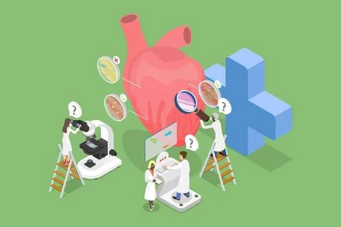 3D Isometric Flat Illustration of Bowel Microorganism Detection And Resear... 스톡 사진